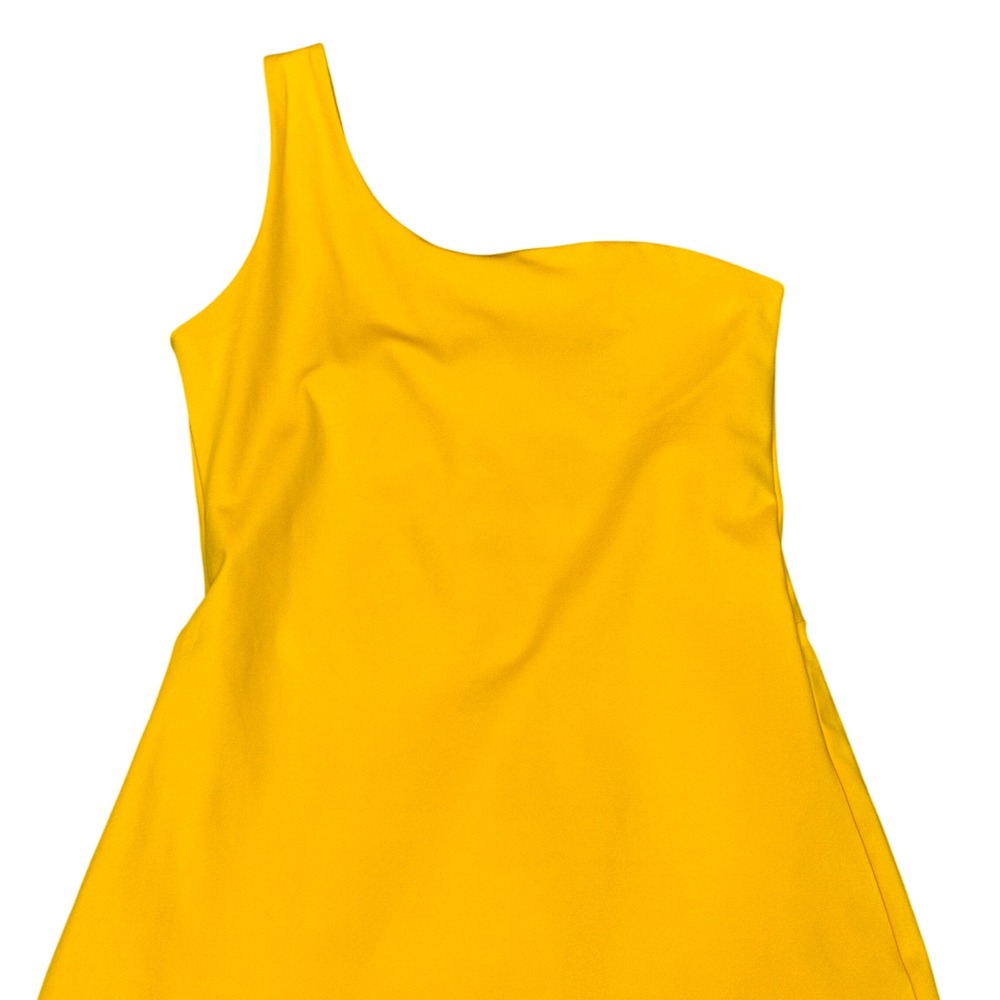 Girlfriend Collective Bianca One-Shoulder Dress Built-in Shorts Small - Yellow - Picture 4 of 10